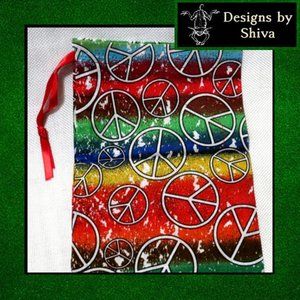 Rainbow Peace Signs Drawstring Pouch Bag